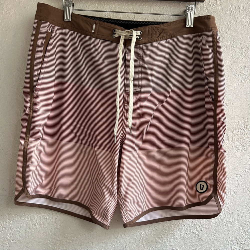 Vuori Brown and White Men's Board Shorts